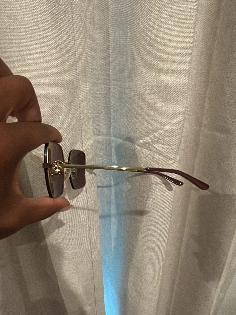 Tory Burch Burgundy Square Sunglasses with Gold Trim